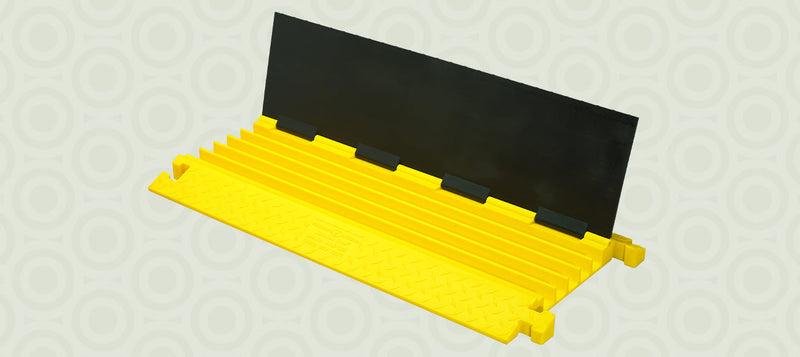 Yellow/Black Cable Protector Segment with Lid open; 5 channels