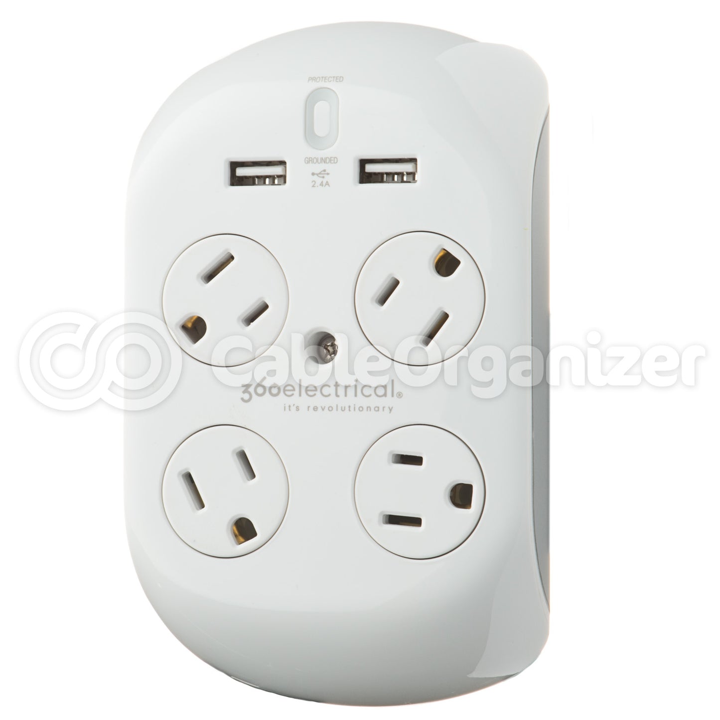 36037 - 360 Electrical - Revolve 4 Outlet Surge Protector, White