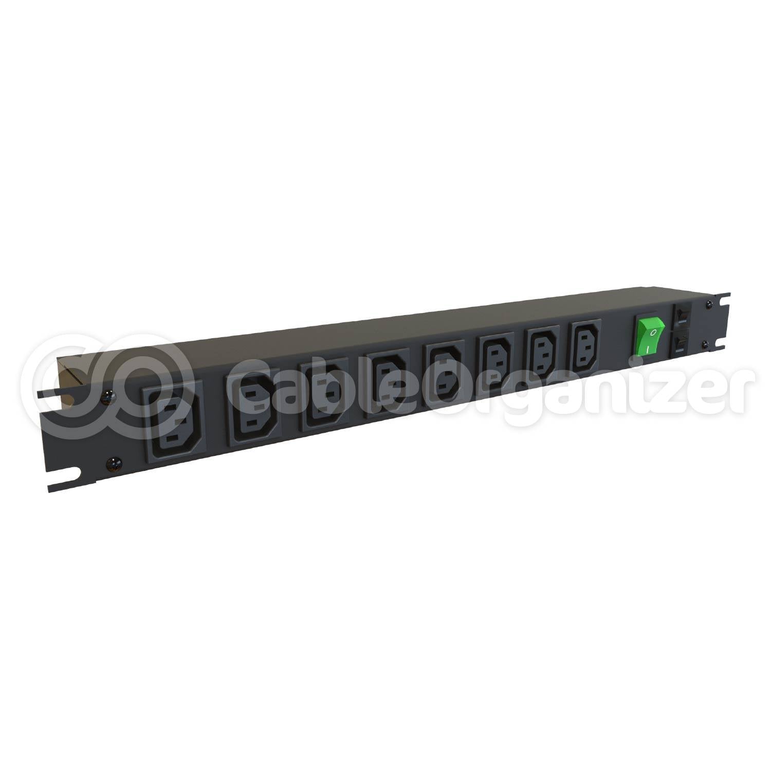 Hammond® Manufacturing Rack Mount Basic PDU - 10A Double Pole | Single-Phase 100-240V | Front or Rear Facing C13 Outlets