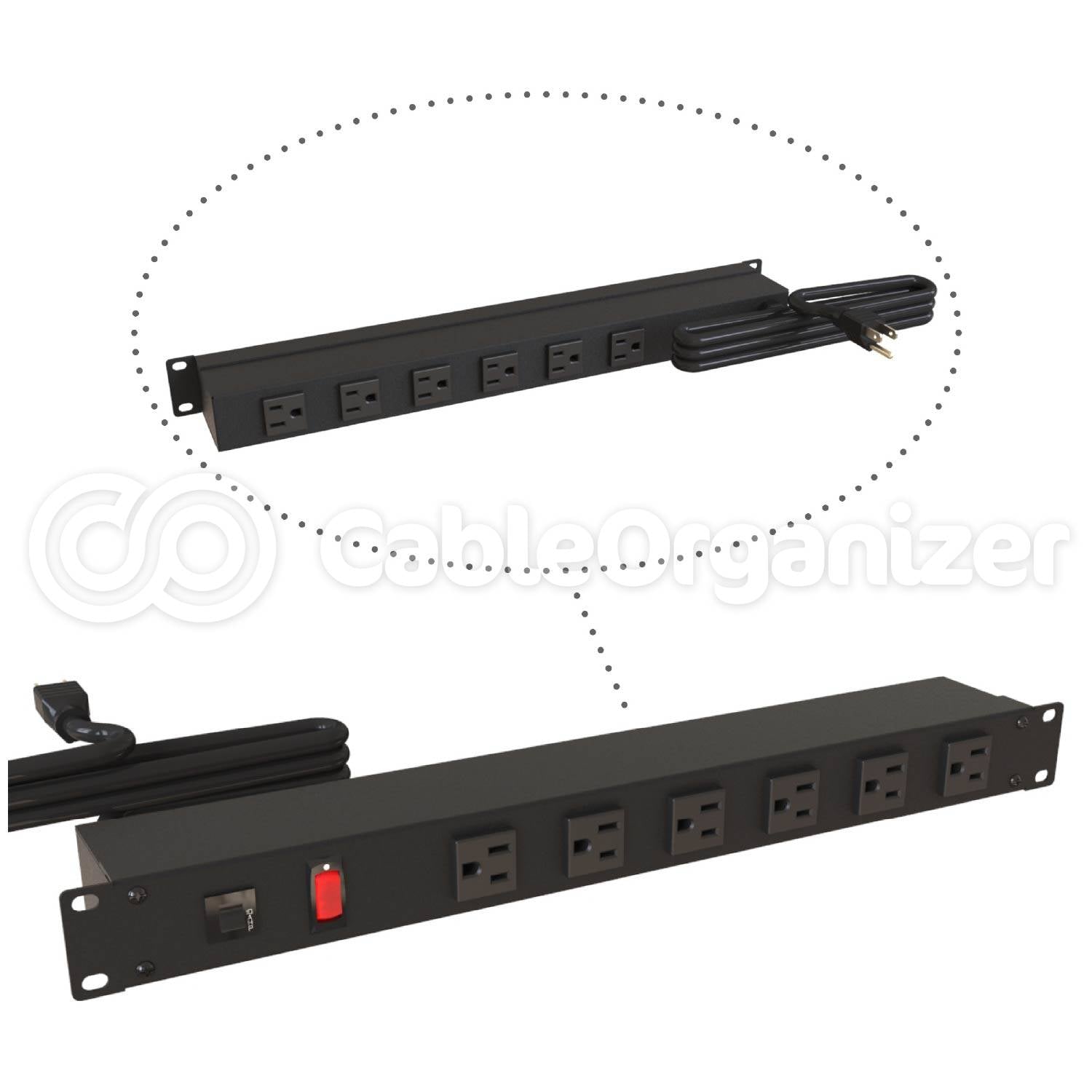 Hammond® Manufacturing Rack Mount Basic PDU - 15A | Single-Phase 125V | Front and/or Rear Facing 5-15R Outlets