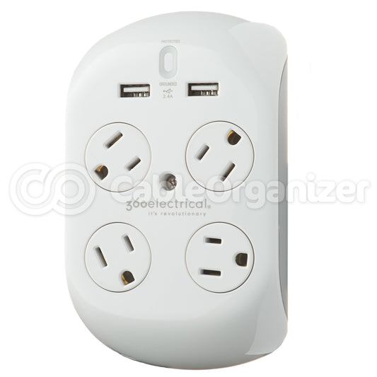 36037 - 360 Electrical - Revolve 4 Outlet Surge Protector, White