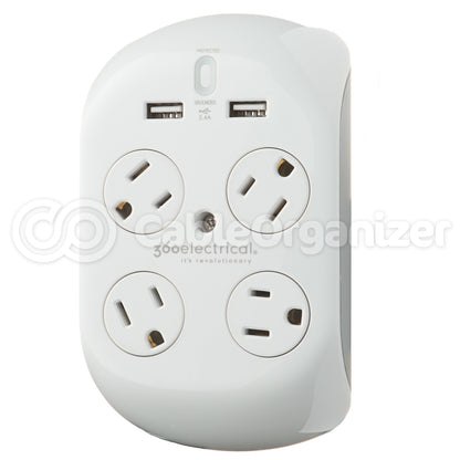 36037 - 360 Electrical - Revolve 4 Outlet Surge Protector, White