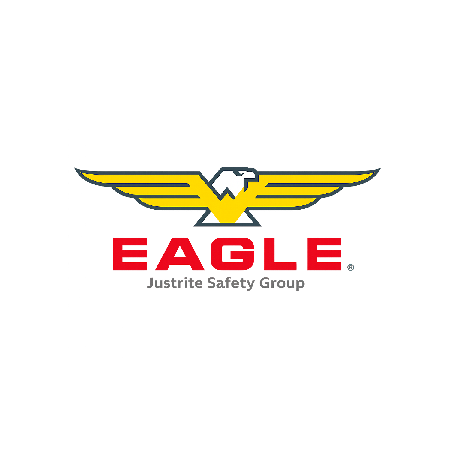 Eagle logo with 'Justrite Safety Group' text on a transparent background