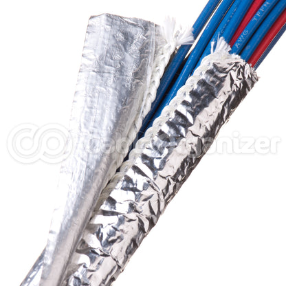 T6F0.38SV - T6F - 3/8" Aluminized Fiberglass Semi-Rigid Split Tubing w/High Temp Adhesive  
