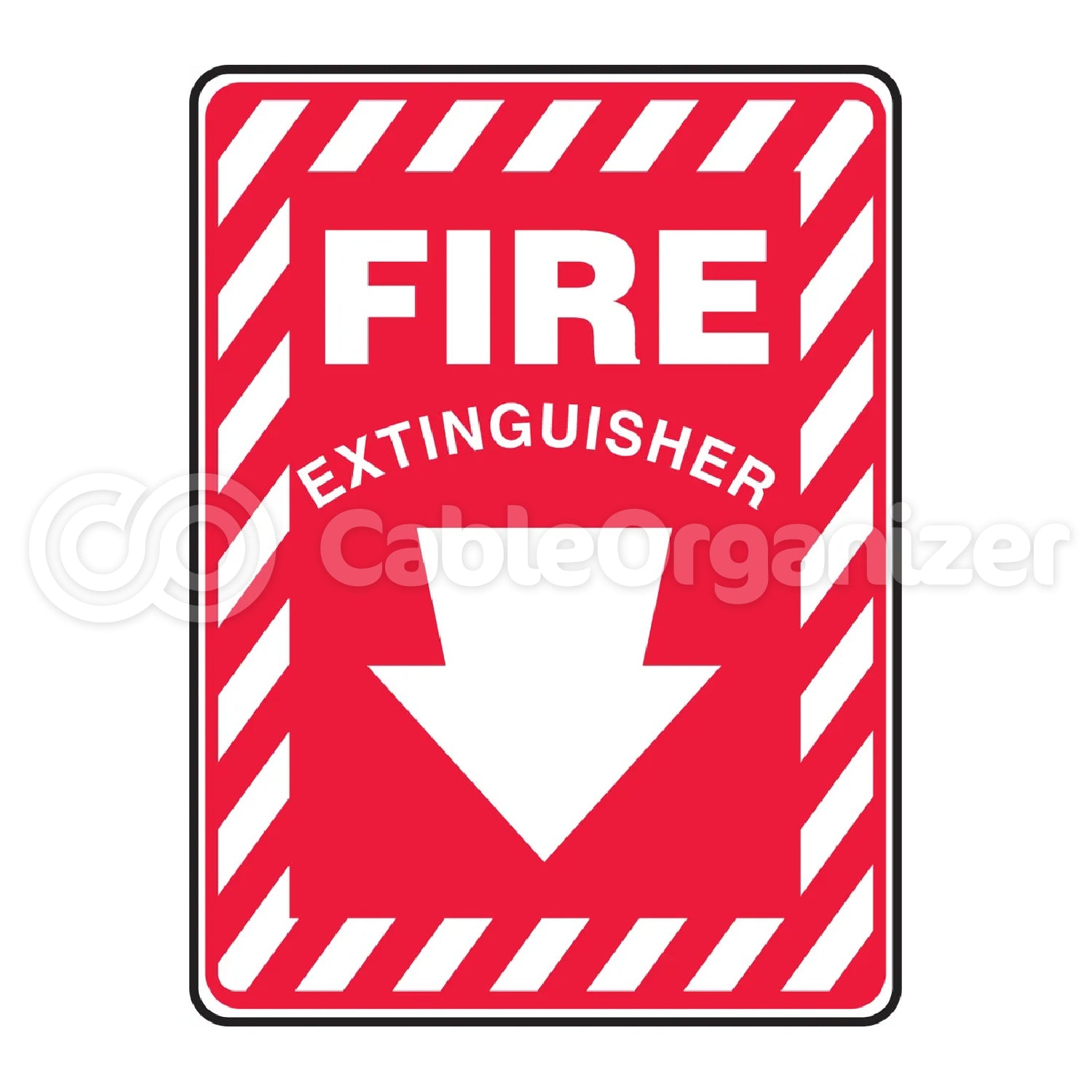Safety Sign: Fire Extinguisher (Down Arrow White)
