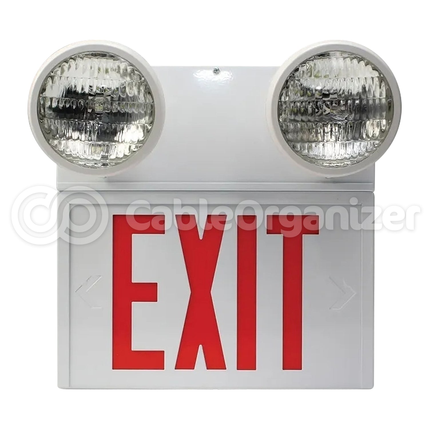 Combination Emergency Lighted Exit Sign with Round Emergency Lights