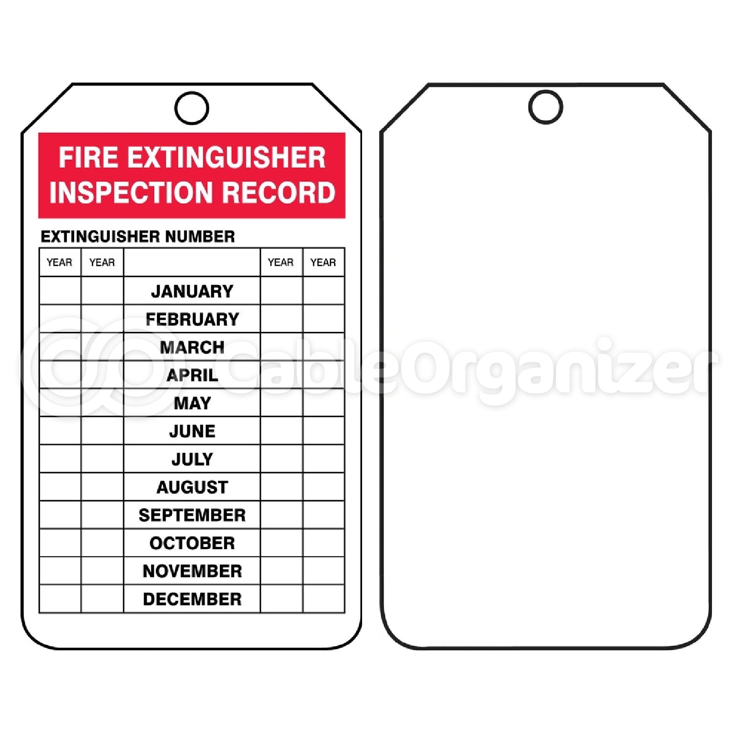 OSHA Fire Extinguisher Tags: Fire Extinguisher Inspection Record