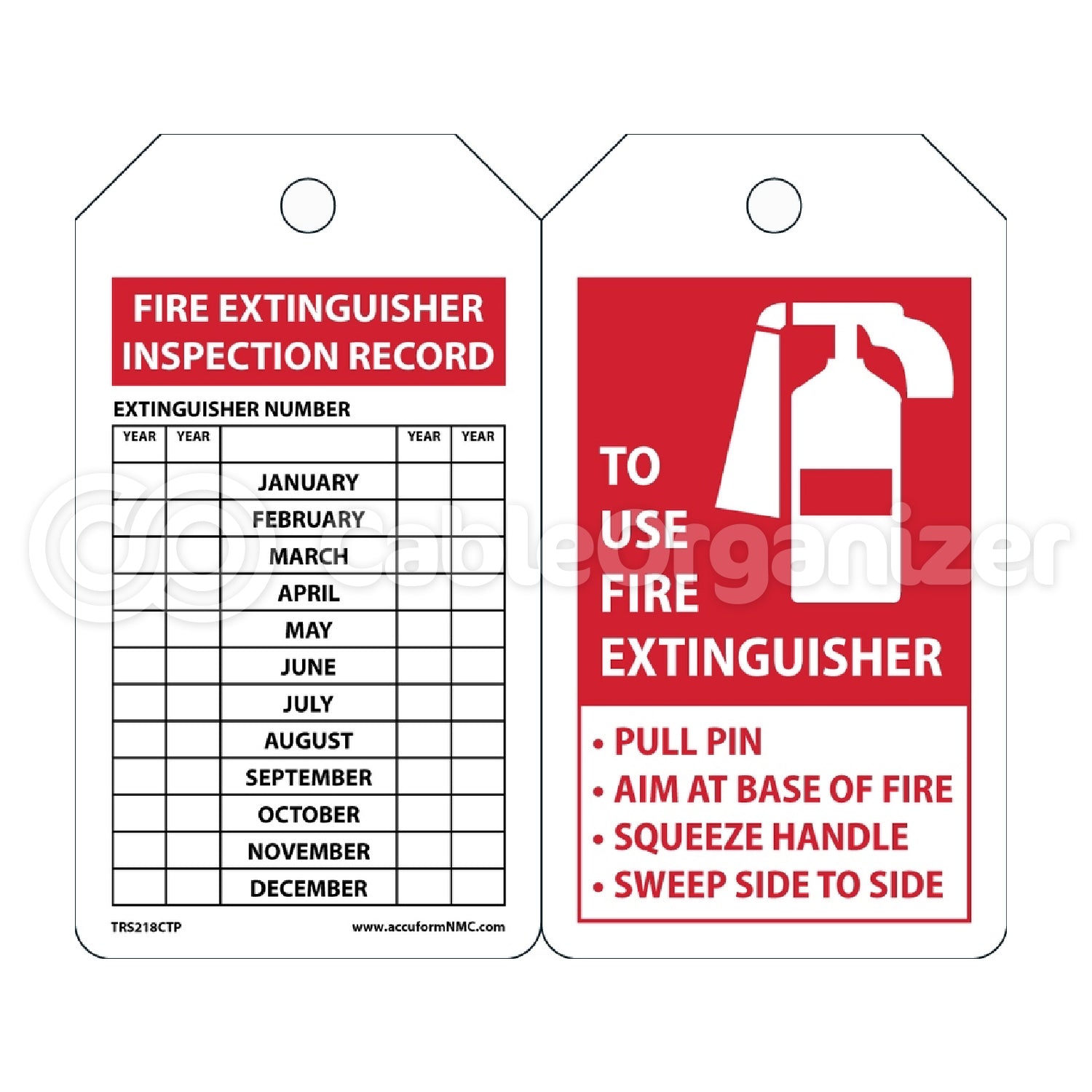 Fire Extinguisher Safety Tag: Fire Extinguisher Instructions