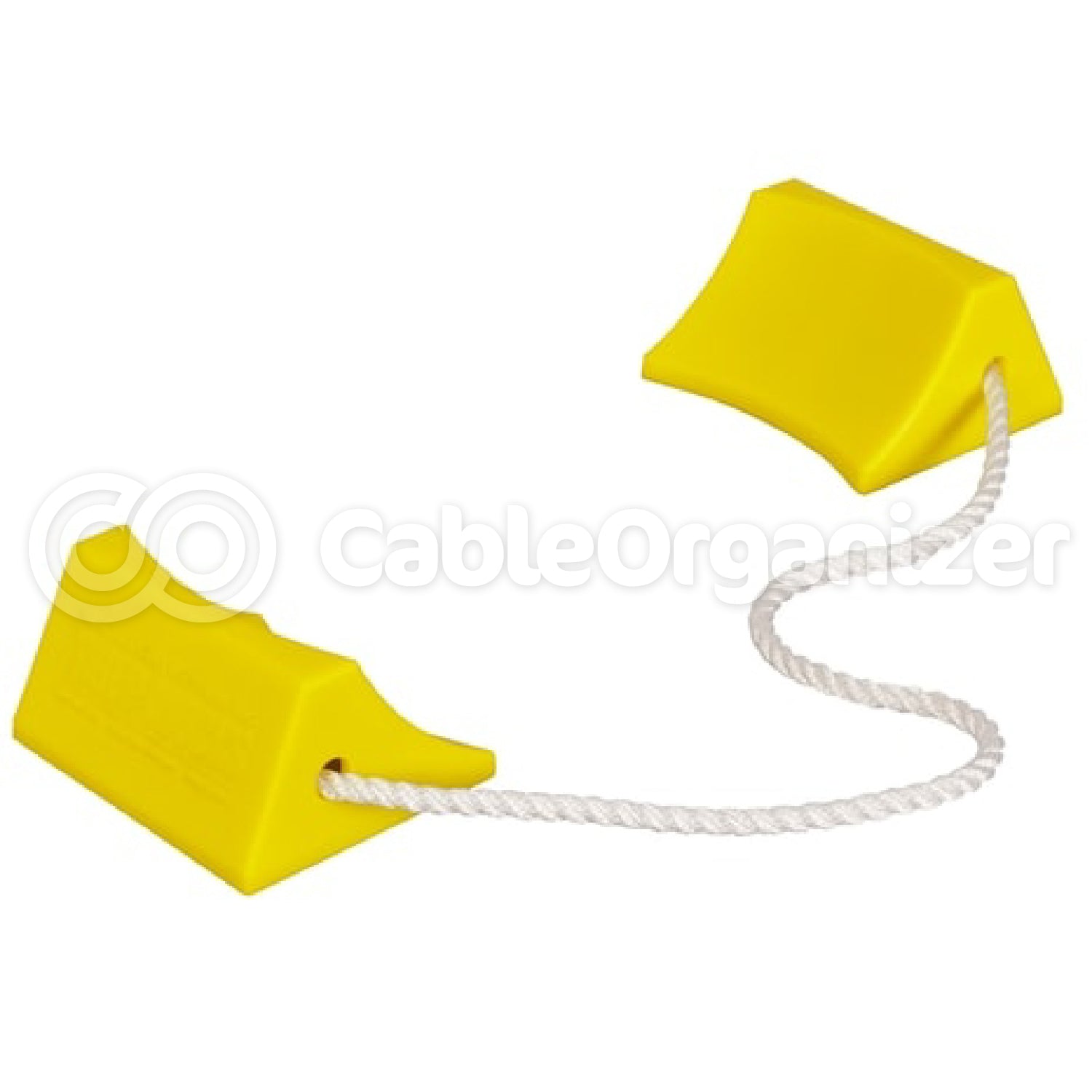 Roped Pair Aviation Wheel Chocks for Small Aircraft, Yellow
