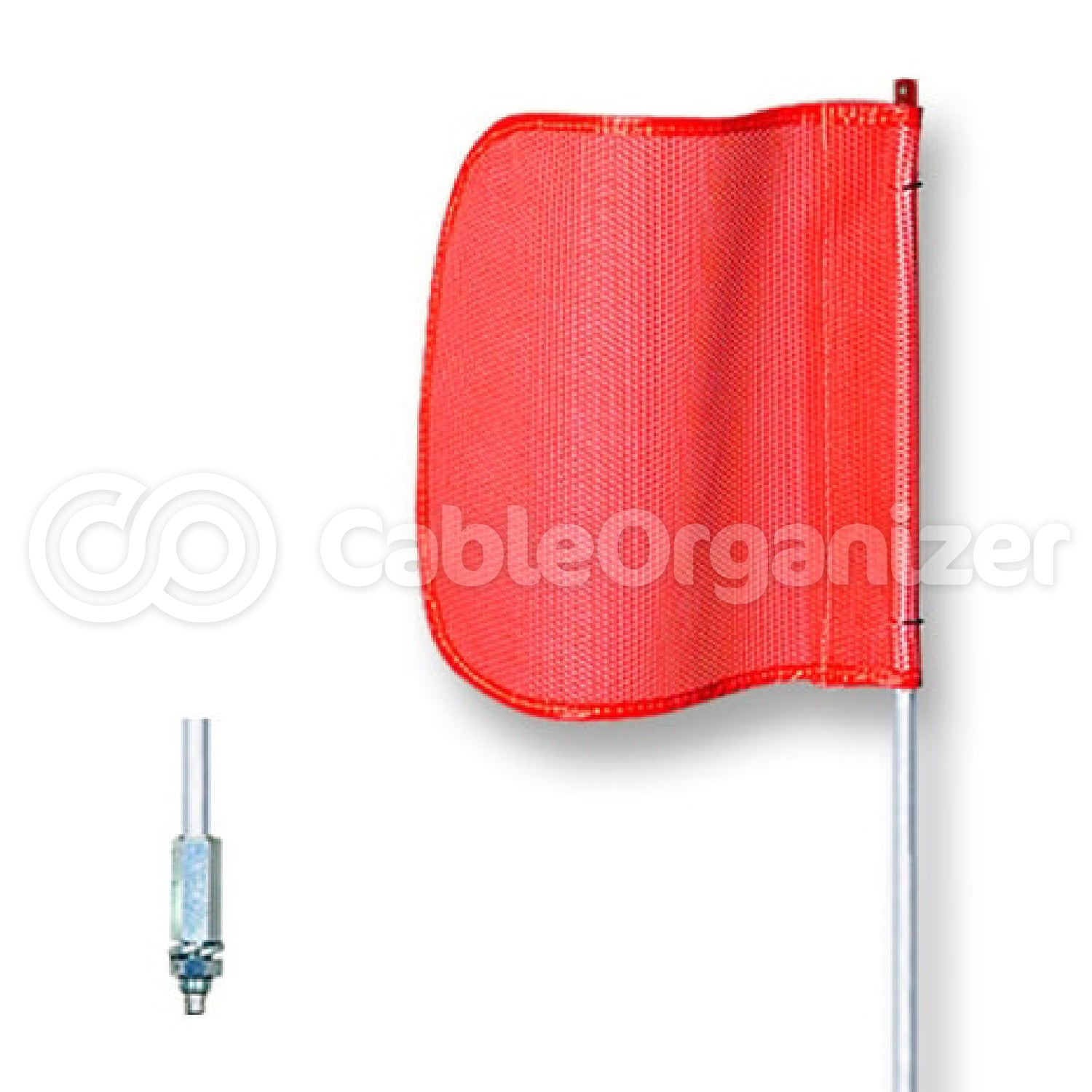 General-Purpose Non-Lighted Warning Whip w/ Base - 12" Orange Plain Flag