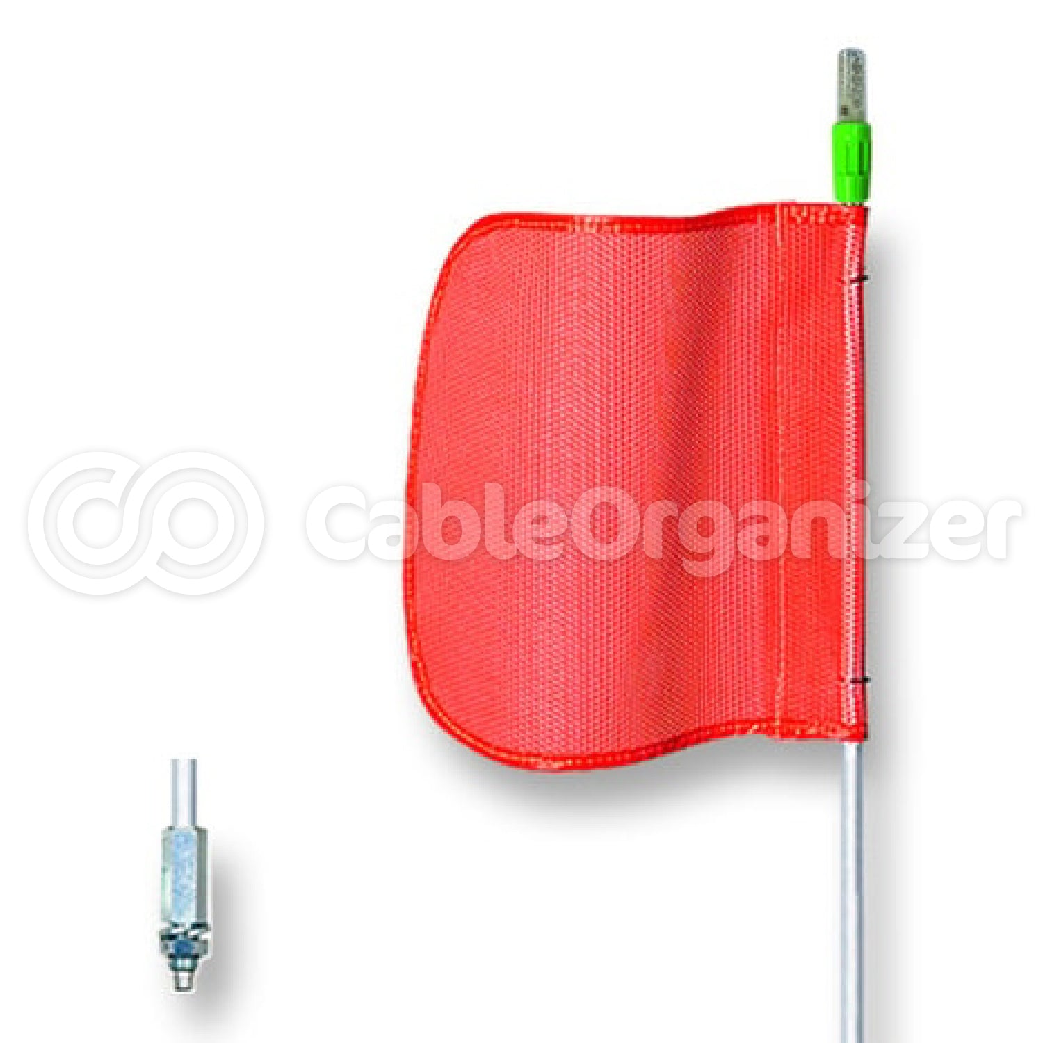 General-Purpose Lighted Warning Whip w/ Base - 12" Orange Plain Flag