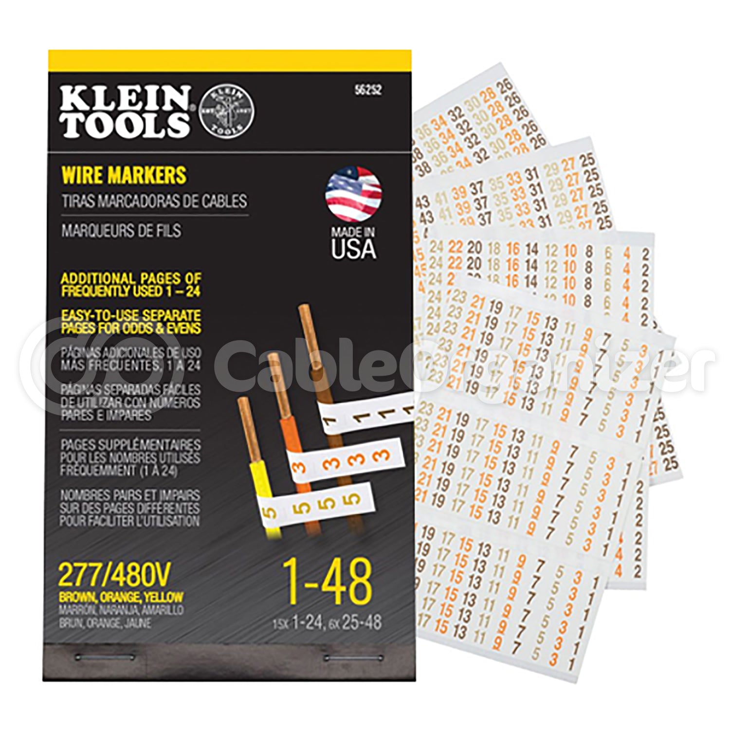 Klein Tools Wire Marker Book 277/480V 3 Phase 1-48
