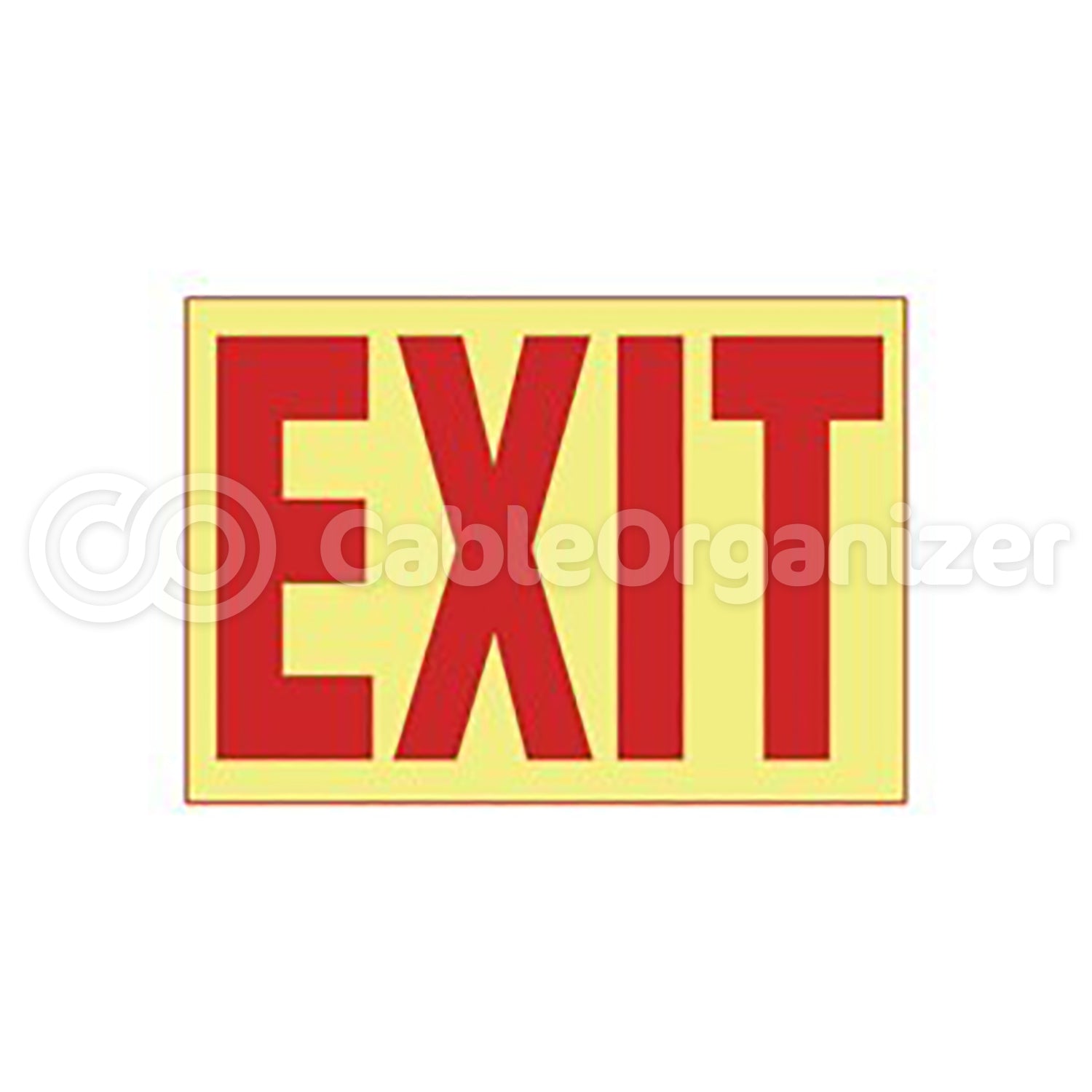 Adhesive Sign, PhotoLuminescent, 'EXIT', 10"x7", 1 sgn/cd, 1 cd/pk, RD/WH