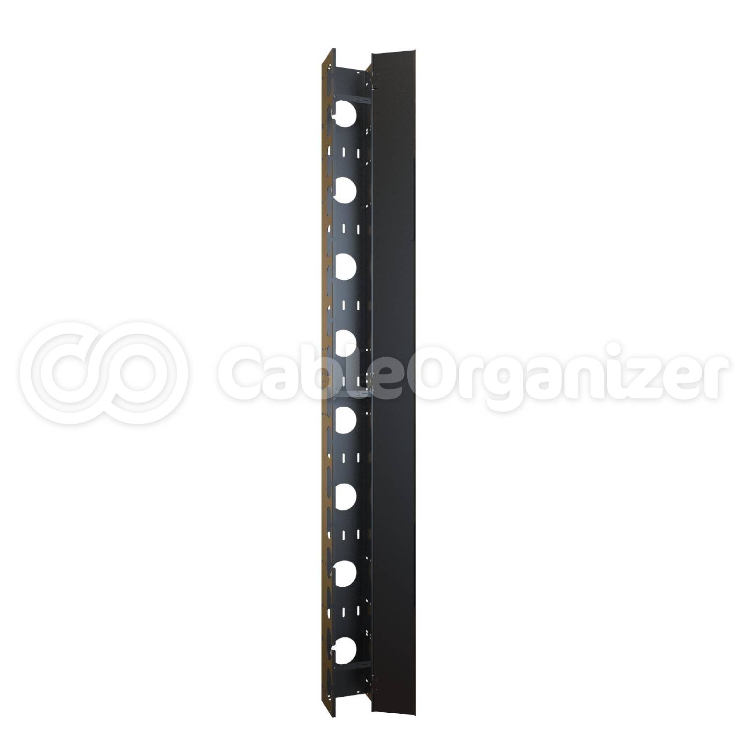 Hammond® Manufacturing Vertical Cable Manager with Door for Open Frame Racks