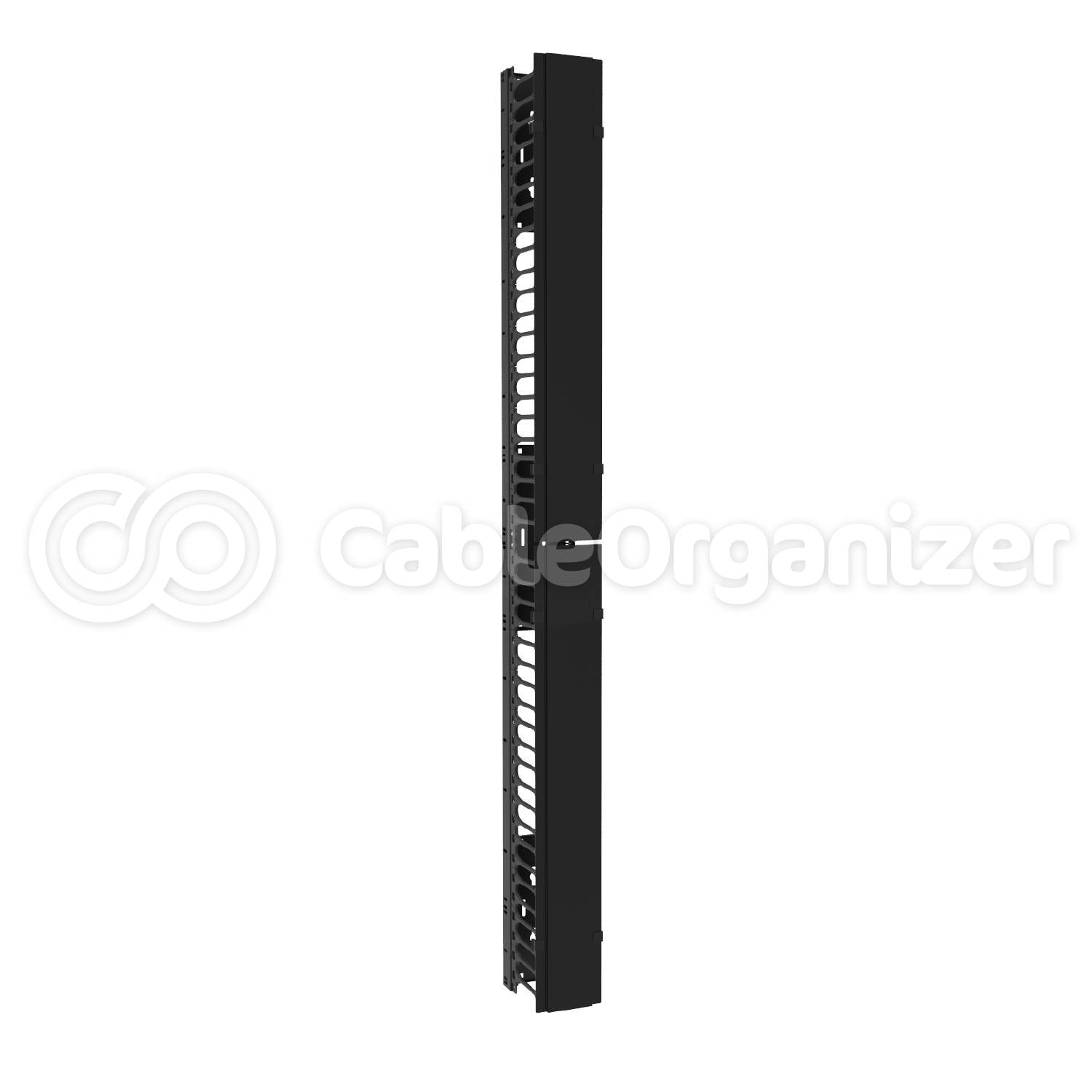 Hammond® Manufacturing Vertical Cable Manager with Fingers and Cover for Open Frame Racks
